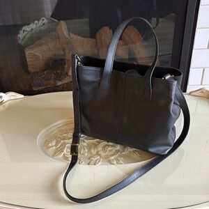 Able Ilse Black Leather Crossbody Tote
